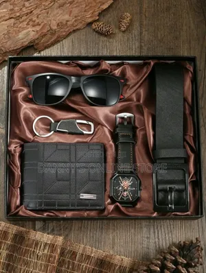 5-Piece Men's Fashion Casual Set: Quartz Watch, Wallet, Belt
