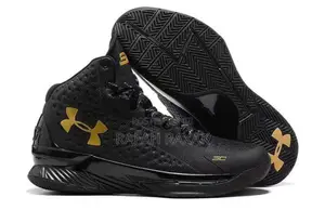 Black/Gold Under Armour Stephy Curry 1 Basketball Sneaker