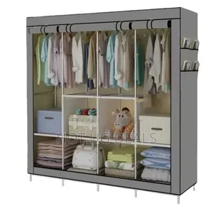 4 Columns Clothes Fabric Steel Frame Wadrobe  Organizer