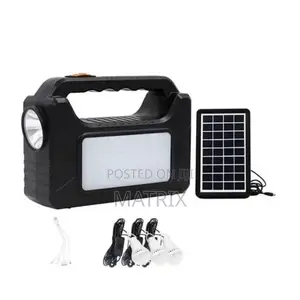 Mini Solar Lighting System With 4 Lights Solar Kit - Black
