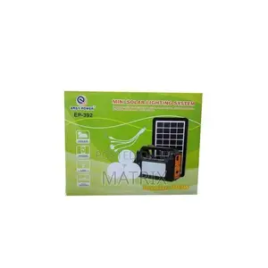 Mini Solar Lighting System With 4 Lights Solar Kit - Black