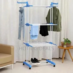 3 Tier Clothes Dry Rack With Two Side Wings Drystand- Blue