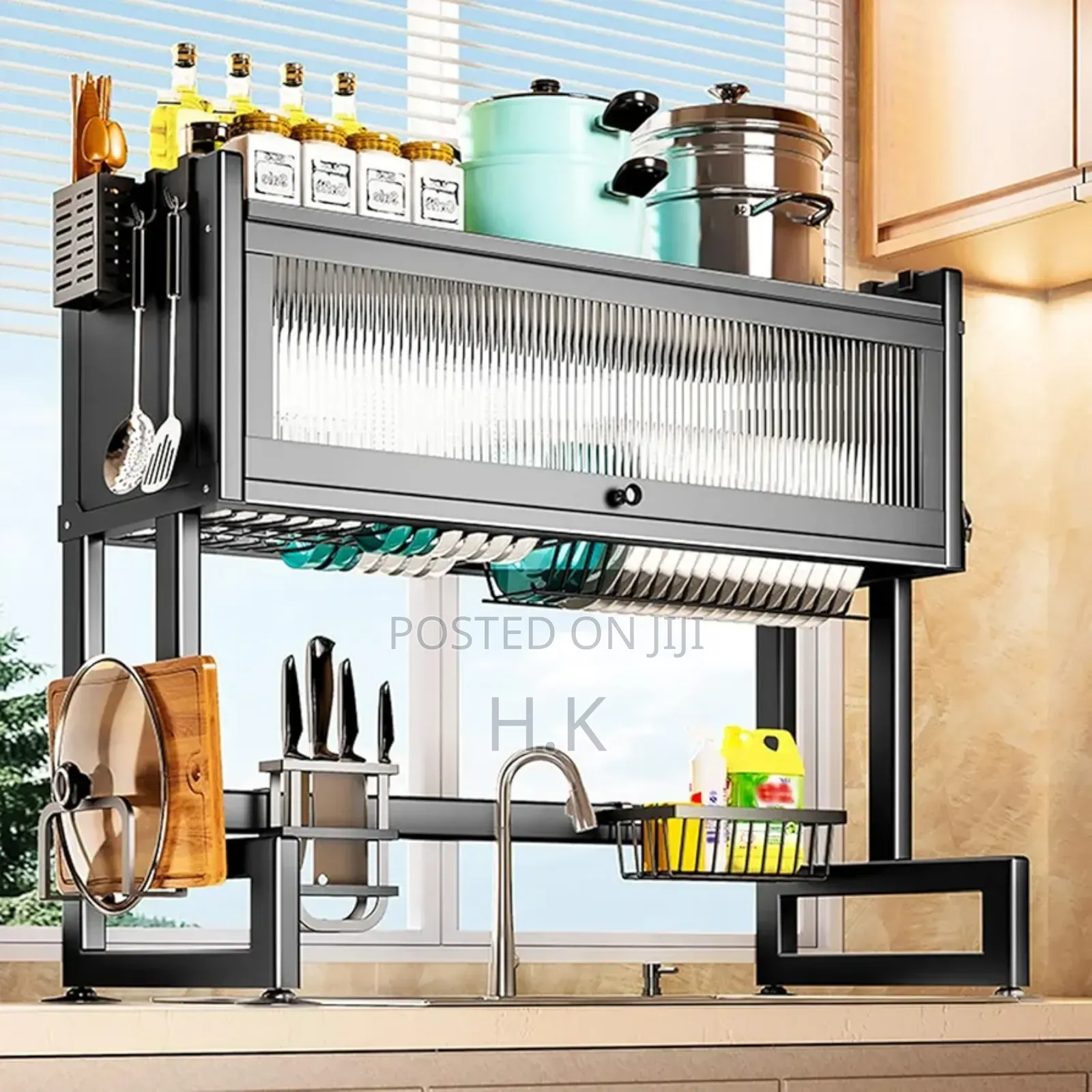 3 Tier Dish Drying Rack With Cover for Sink Dish Drainer