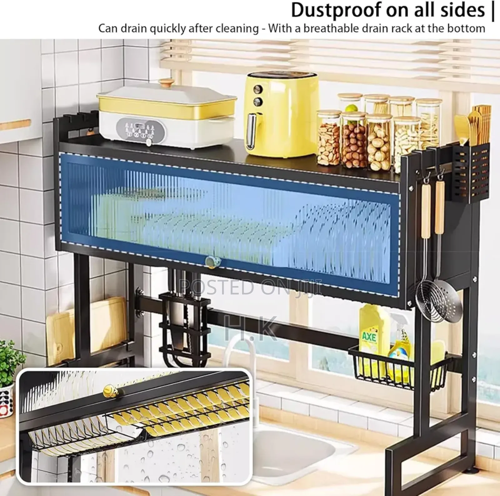 3 Tier Dish Drying Rack With Cover for Sink Dish Drainer