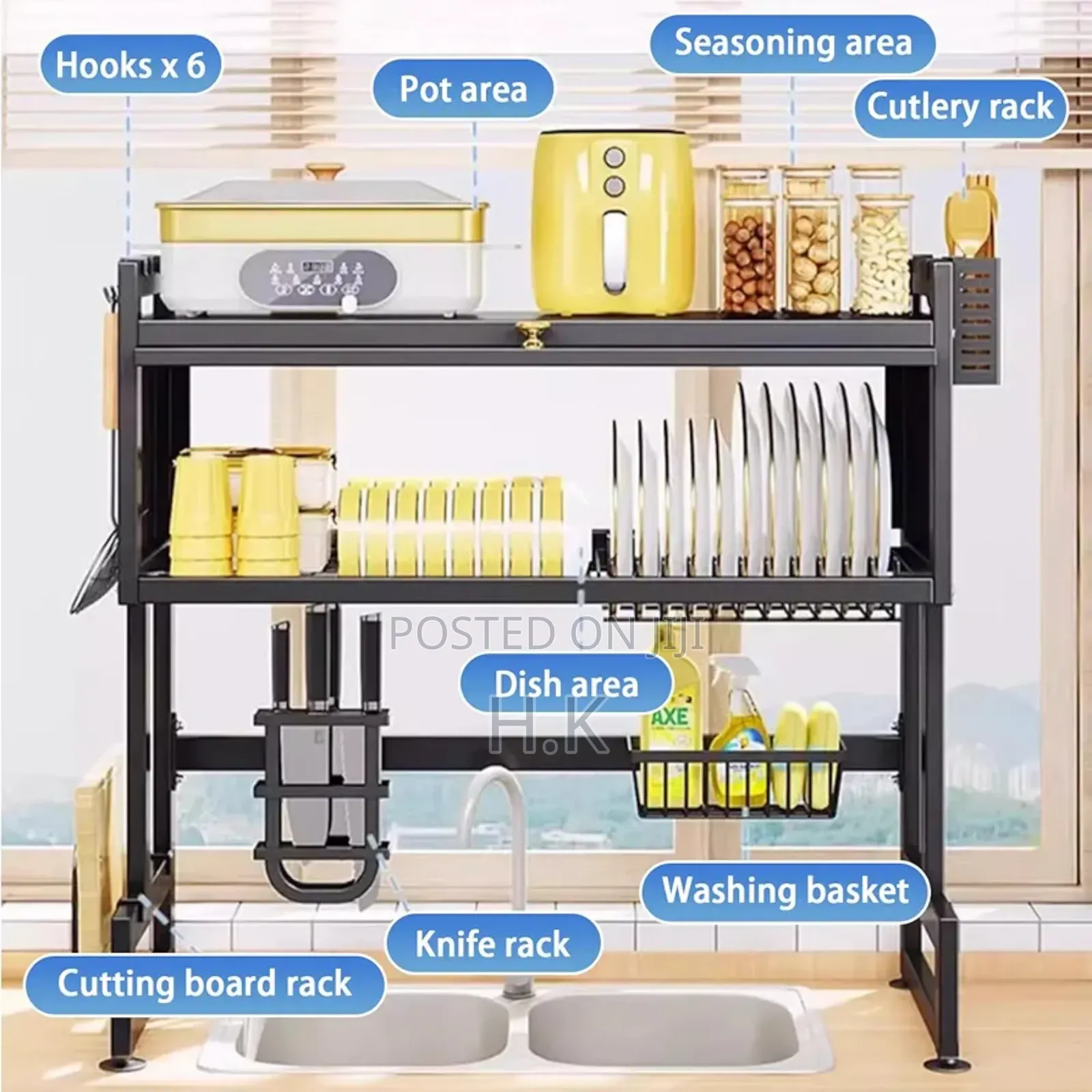 3 Tier Dish Drying Rack With Cover for Sink Dish Drainer