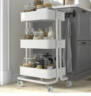 3 Tier Kitchen Rack Organizer With Movable Trolleys