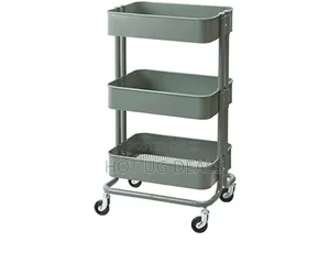3 Tier Kitchen Rack Organizer With Movable Trolleys