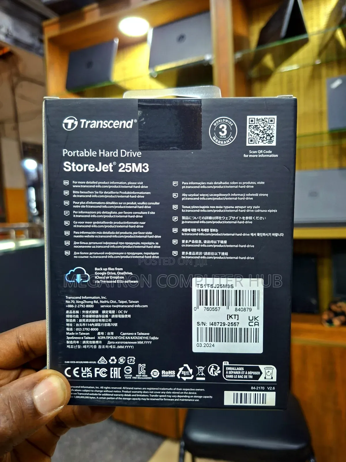 1tb Transcend External Storage Storejet 25m3