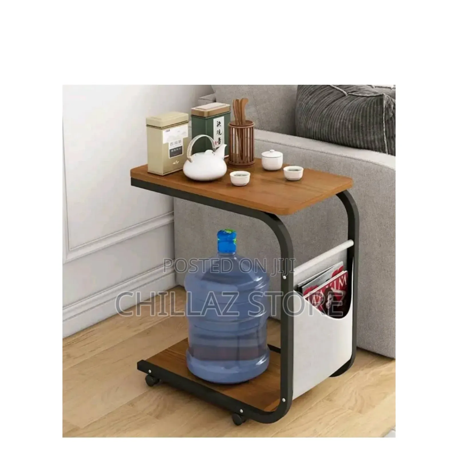 C Shaped Bedside Multipurpose Wooden Table.
