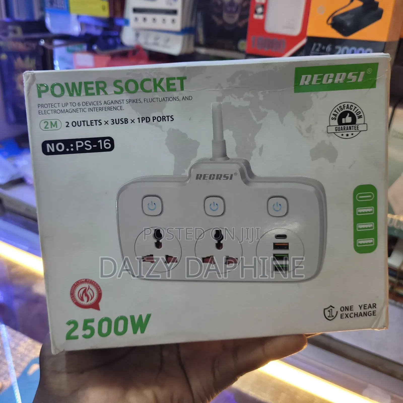 Power Socket 2500w Recrsi Extension Cable
