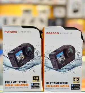 Porodo Fully Waterproof Uhd Action Camera, Dual Display
