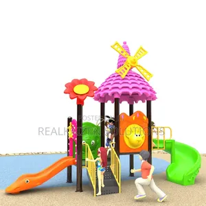 Whimsical Windmill Outdoor Playground Set With Double Slides