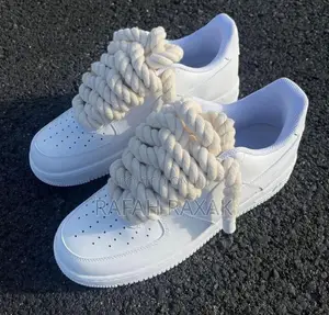 Snow White Nike Air Force 1 Low Big Laces Luxury Sneakers
