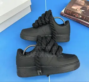 Black Nike Air Force 1 Low Big Lace Noir Mat Luxury Sneakers