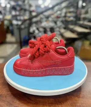 Original All Red Nike Air Force Chunky Laces Sneakers