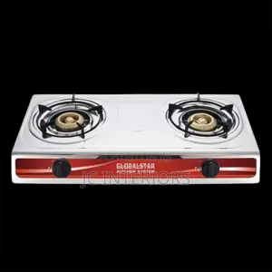 Global Star Double Burner Gas Stove Stainless Steel – White