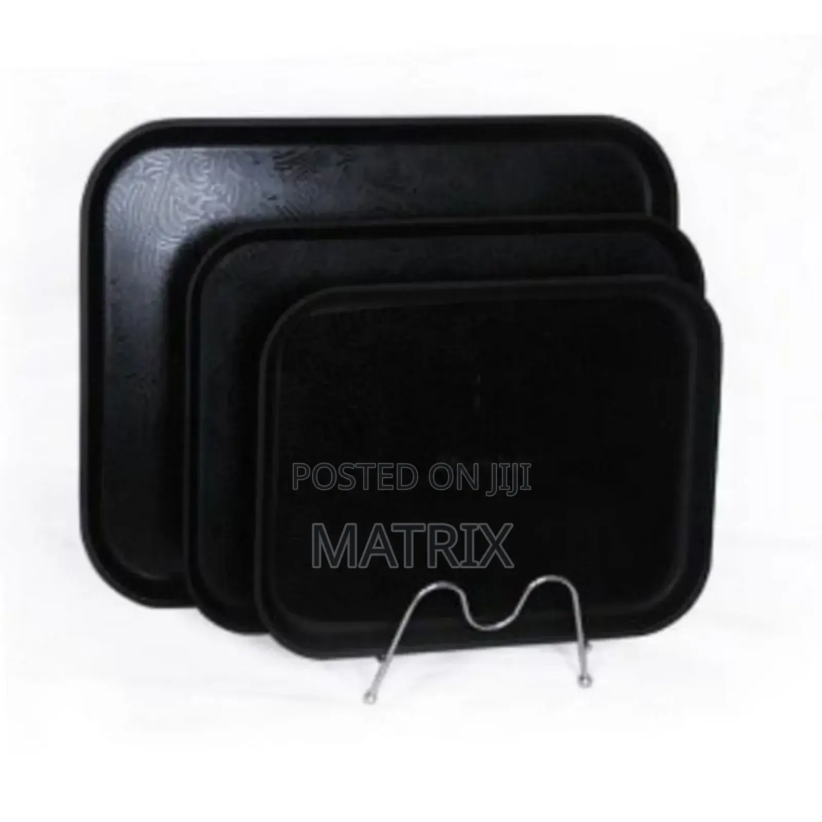 3 Piece Non Slide Rubber Serving Trays-black