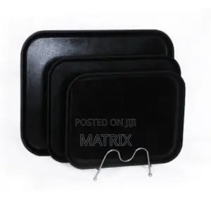 3 Piece Non Slide Rubber Serving Trays-black