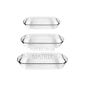 3 Piece Rectangle Glass Bakeware Dishes Microwave Oven Bowls
