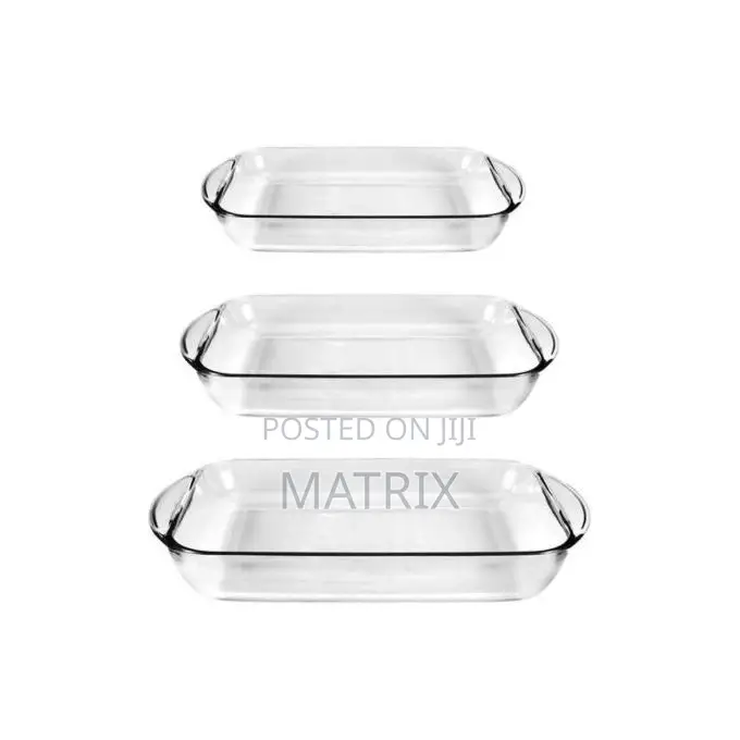 3 Piece Rectangle Glass Bakeware Dishes Microwave Oven Bowls