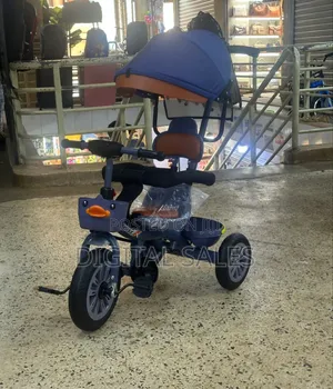 Kids Tricycle With Canopy and Side -Navy Blue