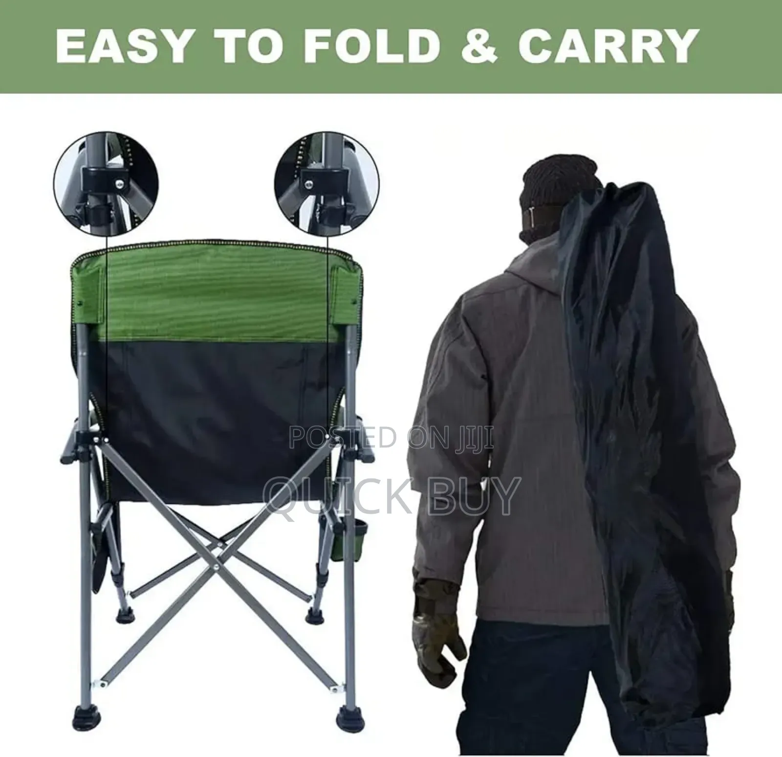 Wildout Portable Sturdy Folding Camping Chair Green