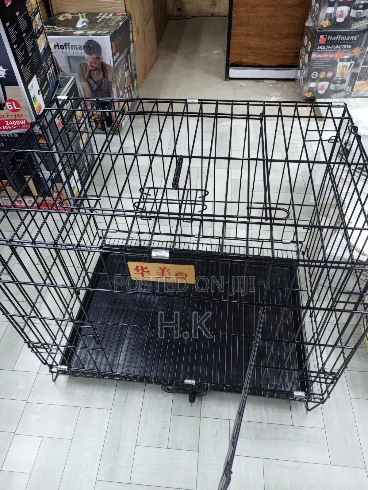 Black, Foldable, Metal Wire Pet Crate