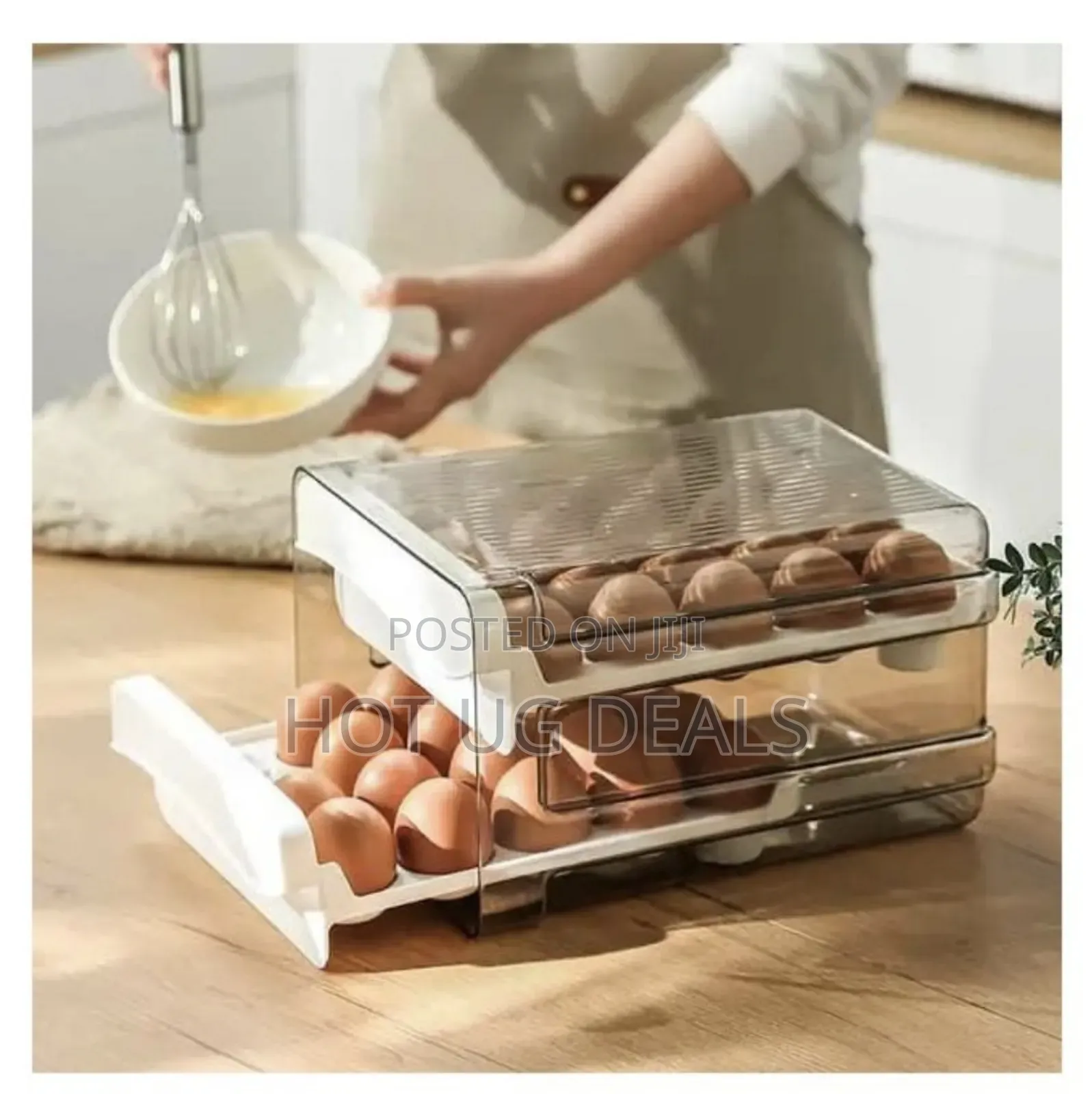 Clear Two Tier Egg Tray Holder-white
