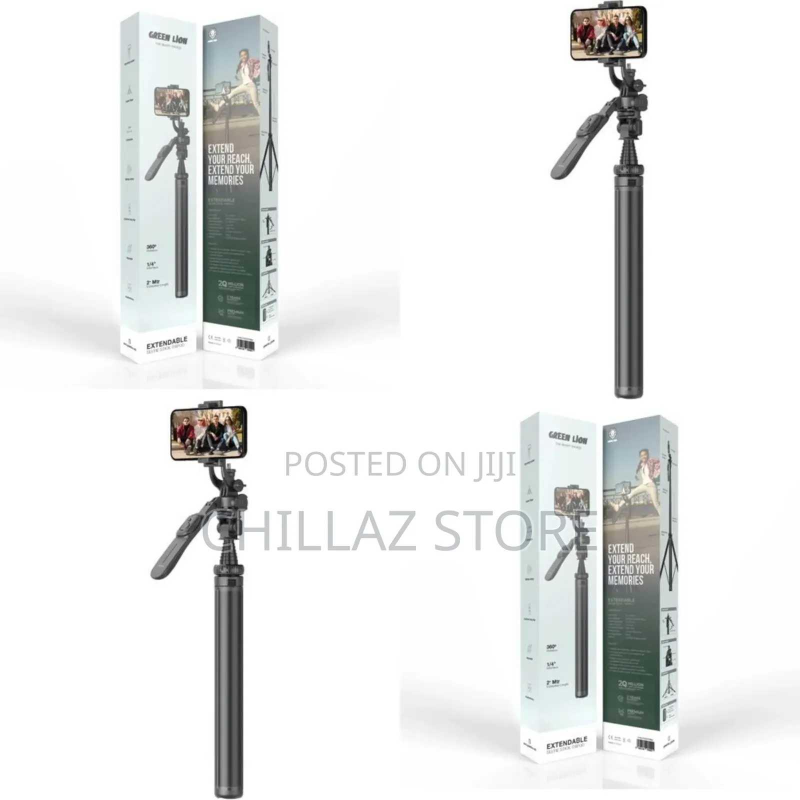 Green Lion Extendable Selfie Stick Tripod Stand.