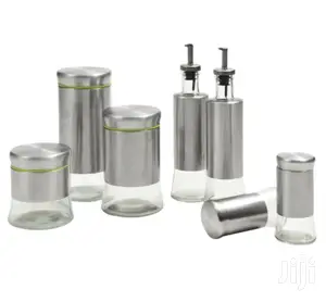 Komfort 7pc Stainless Glass Canister Set