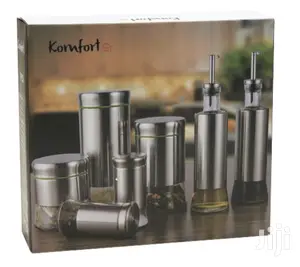 Komfort 7pc Stainless Glass Canister Set