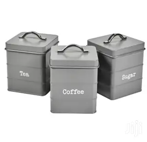 Vintage 3-pc Carbon Steel Storage Tea Coffee Sugar Canister