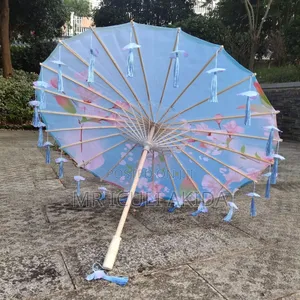 Bamboo Oiled Decoration Hand Crafted Fringed Paper Umbrella