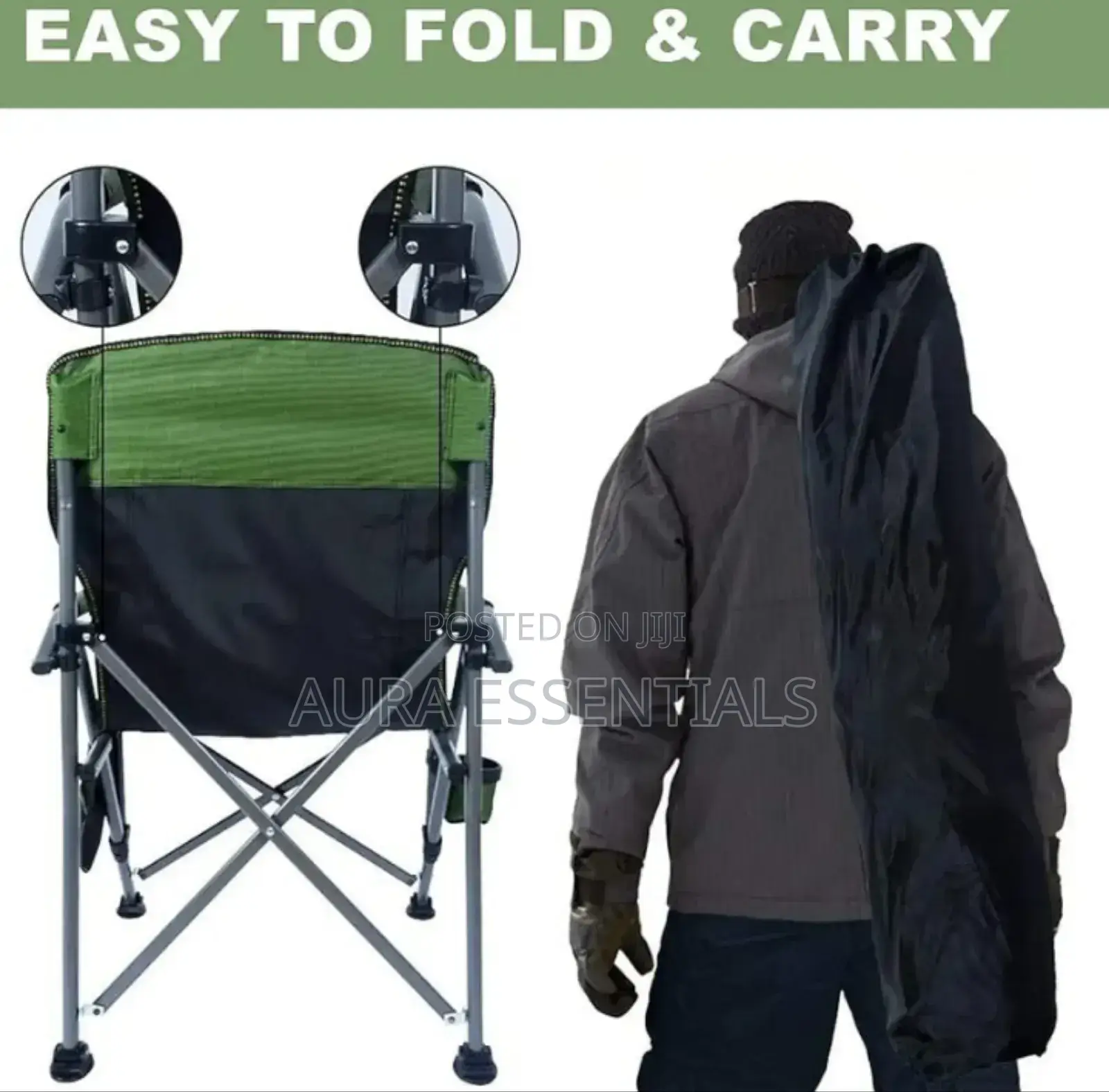 Wildout Portable Sturdy Folding Camping Chair Green