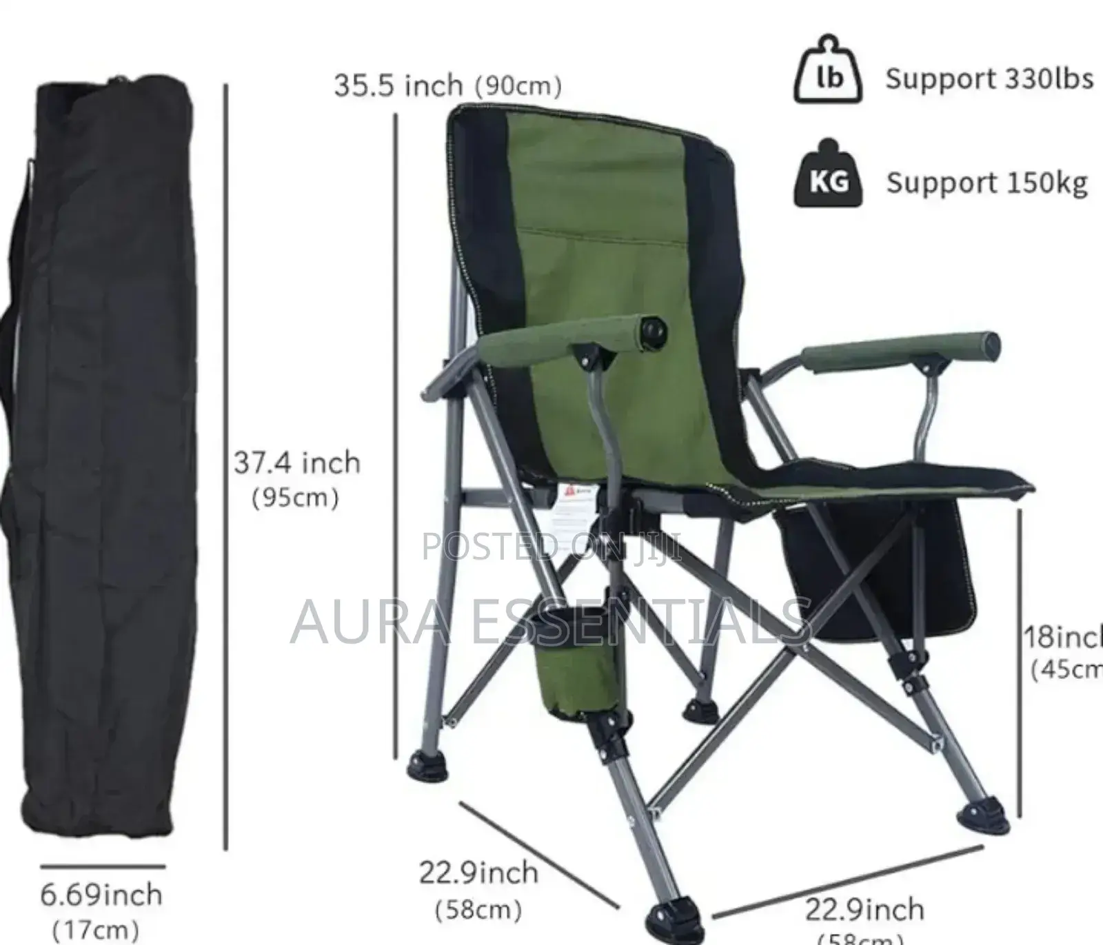 Wildout Portable Sturdy Folding Camping Chair Green