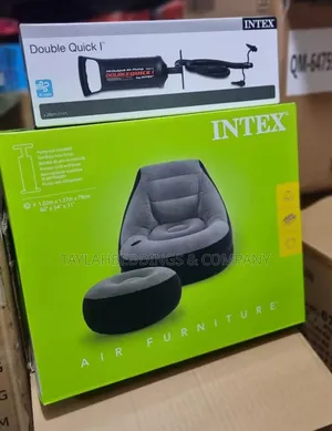 Intex Inflatable Flocking Air Chair With Footrest and Pump