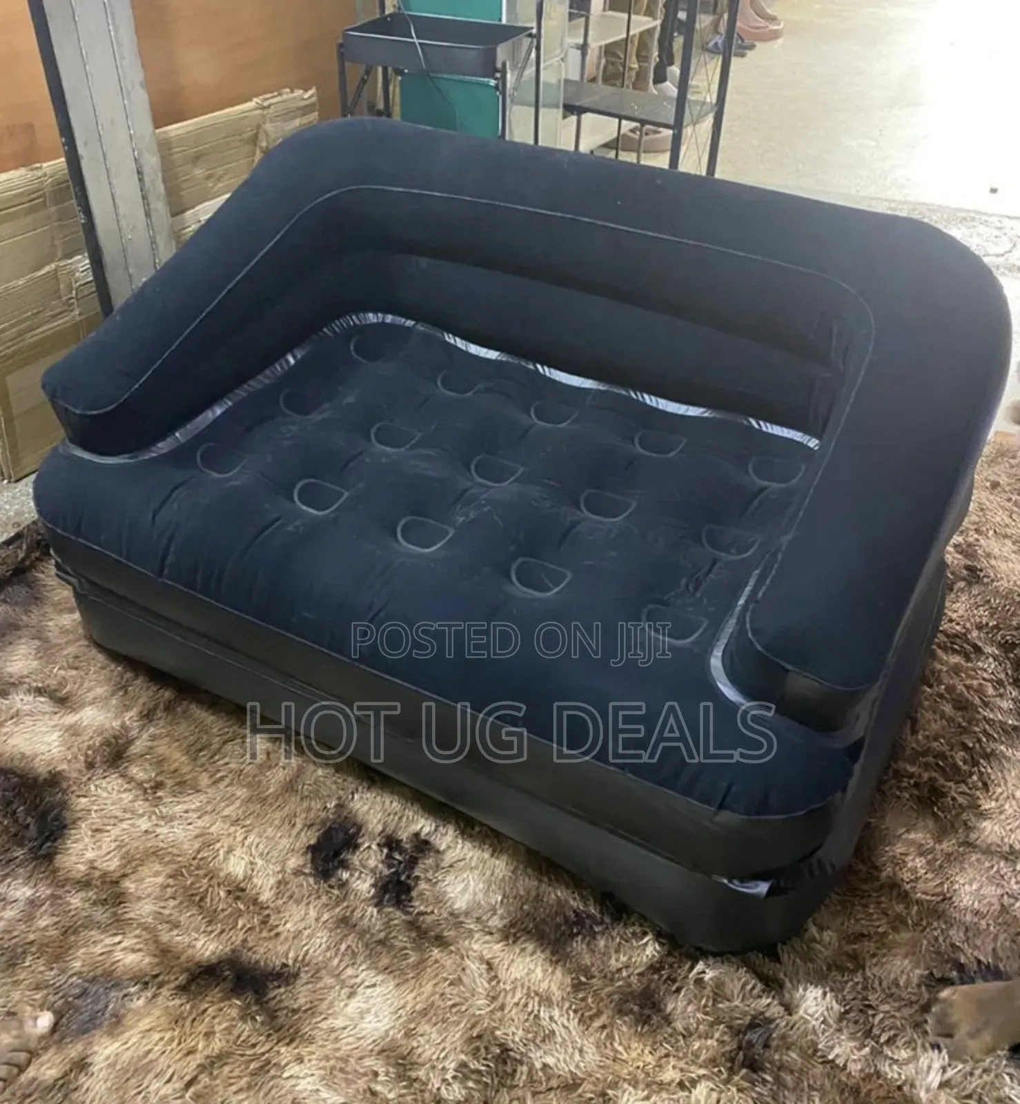 5-in-1 Inflatable Flocked Sofa Bed With Pump