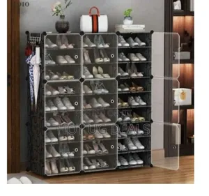 Colum Plastic Shoe Rack 8 Door - Black
