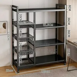 Kitchen Rack Organizer With Wheels  Rustproof Shelf