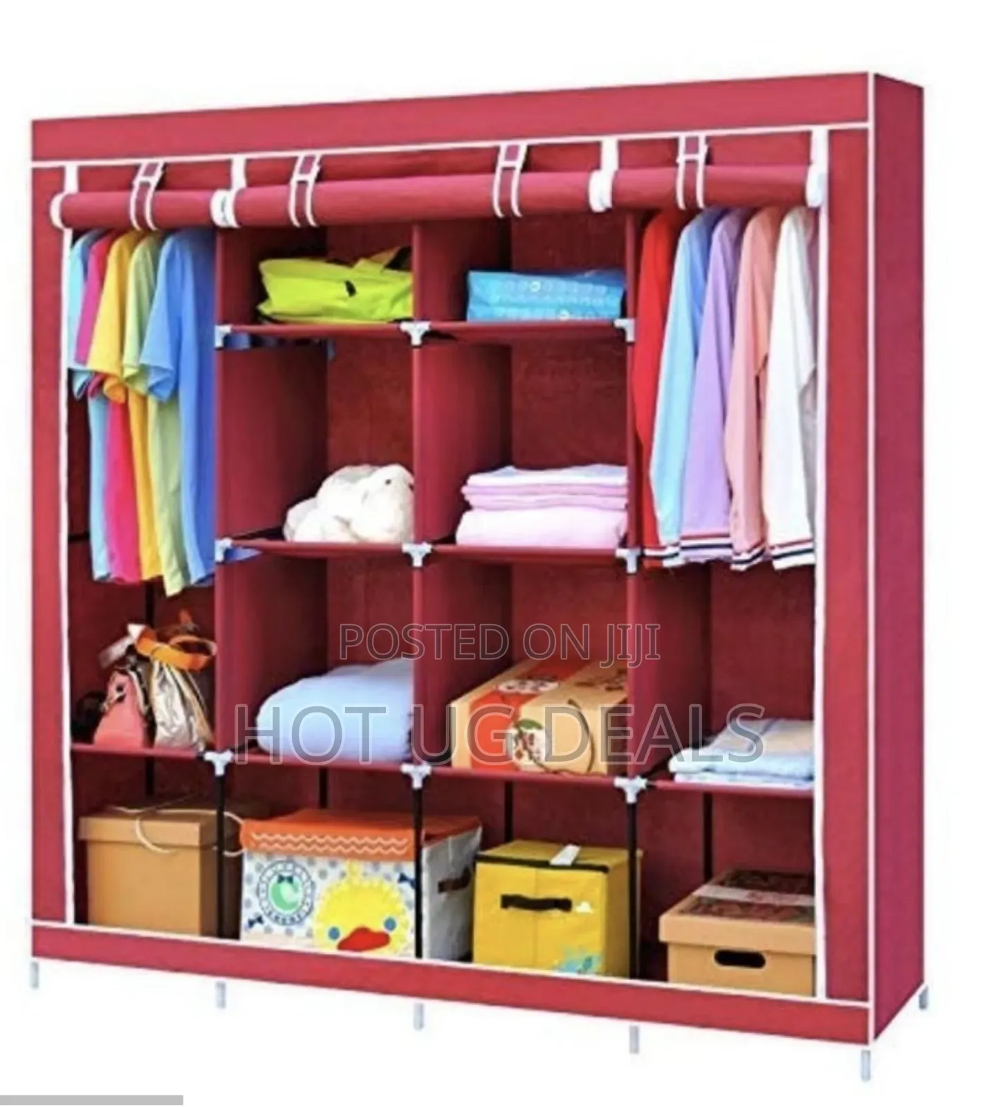 4 Column Cloth & Metal Frame Portable Wardrobe