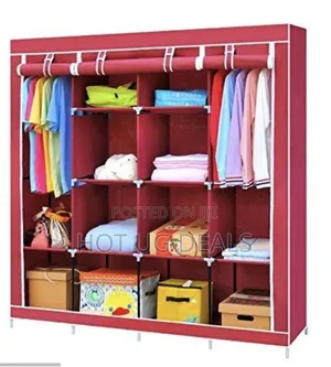 4 Column Cloth & Metal Frame Portable Wardrobe