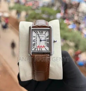 Brown Cartier Watch With Roman Numbers Display