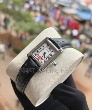 Black Cartier Watch With Roman Numbers Display