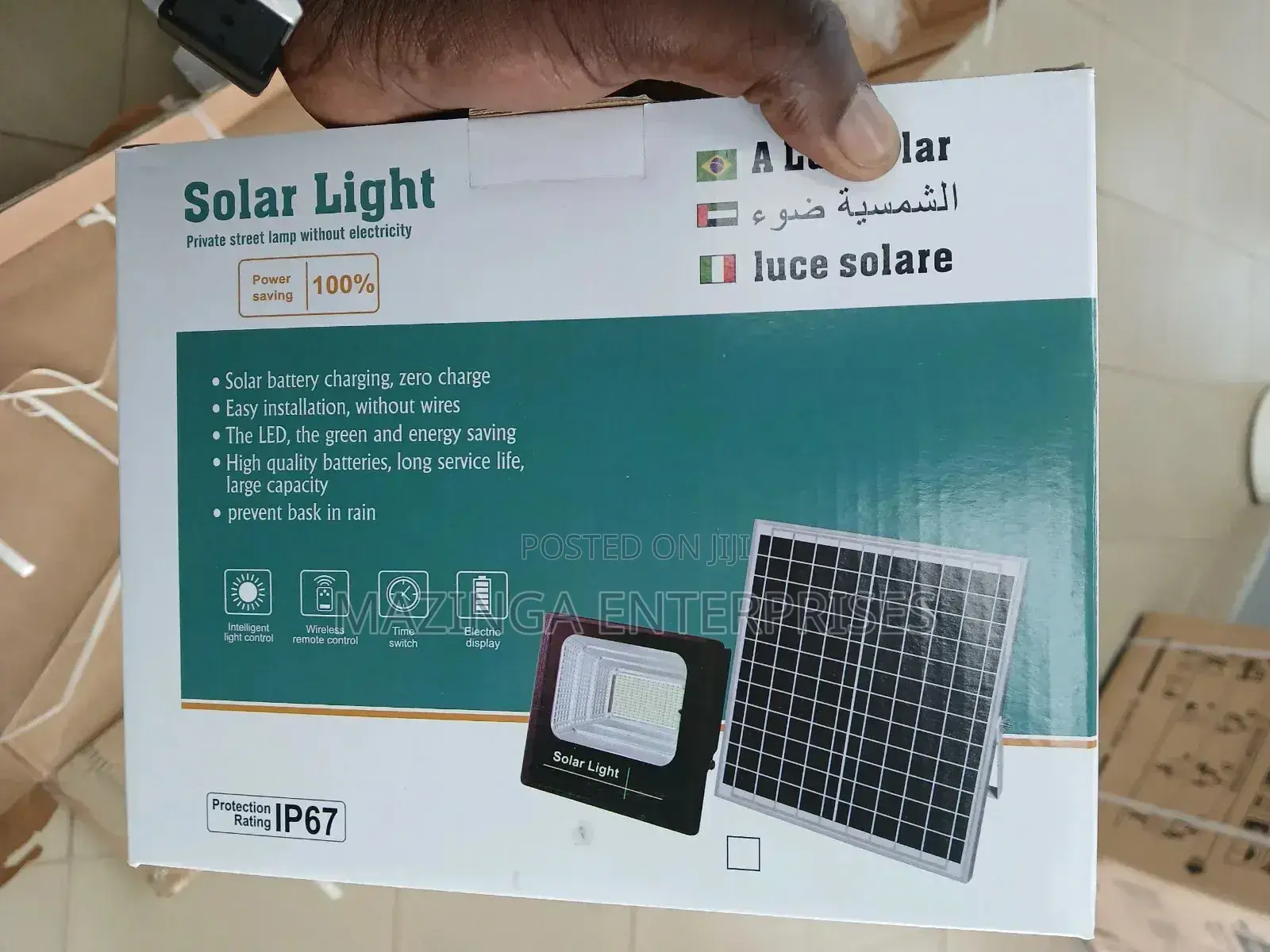 Waterproof Solar Rechargeable Flood Light With It's Pannel