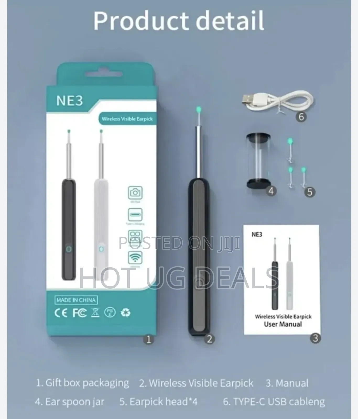 Rechargeable Wireless Ear Cleaner With Cleaning Heads