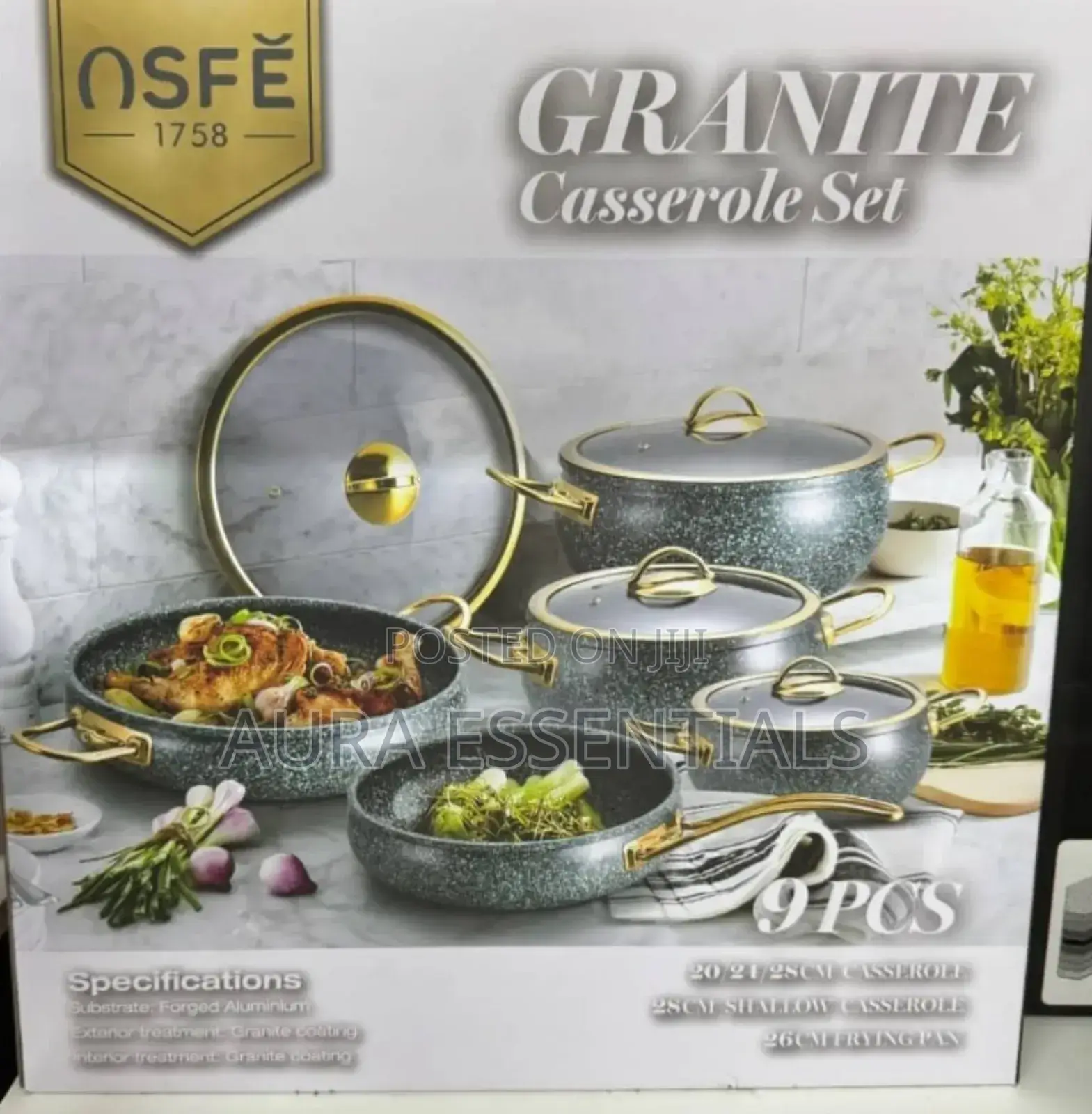 Osfě 9-Piece Granite Casserole Set