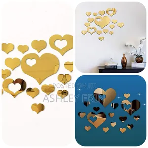 24pcs Acrylic Heart Shaped Mirror Wall Sticker