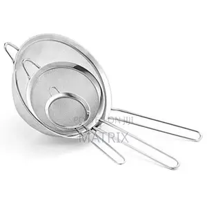 3pcs Big Sieves Fine Mesh Food, Juice Strainers - Silver