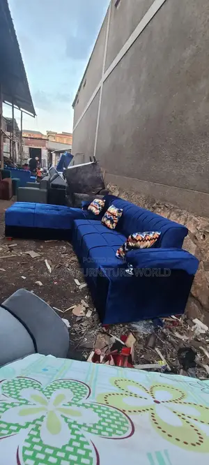 L Shaped Sofas in Blue Is for Sale in Good Materials