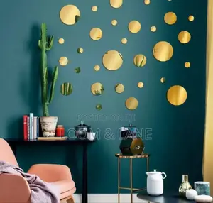 24pcs Silver /Gold Circle Mirror Decor Stickers